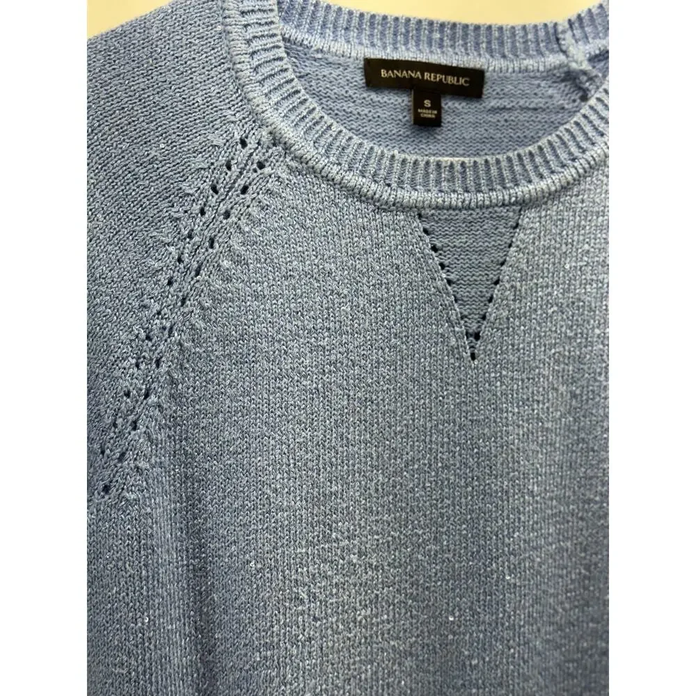 Banana Republic women S short sleeve blue preppy cottagecore sweater